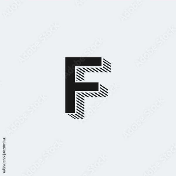 Fototapeta F initial logo with drop shadow lines.