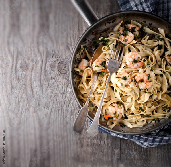Obraz Pasta with shrimps