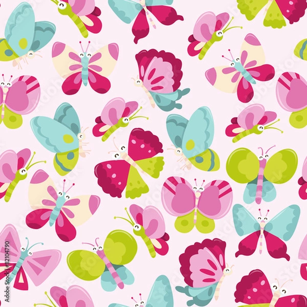 Obraz Happy Sweet Butterflies Seamless Pattern Background