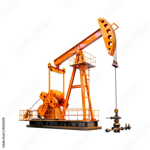 Obraz Oil pump jack. Isolated on transparent background.