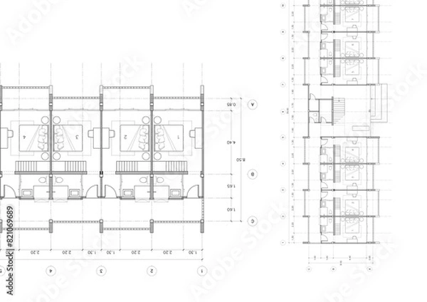 Obraz Floor plan designed building on the drawing.