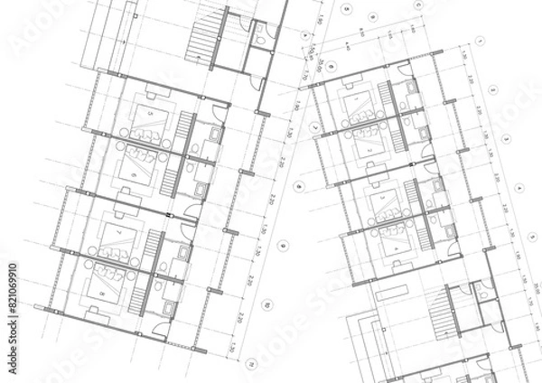 Fototapeta Floor plan designed building on the drawing.