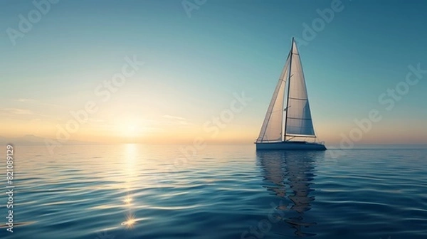 Fototapeta How about Sailboat Silhouette on Sunset Sea? It combines the elements of the sailboat, sunset, sea, and silhouette, making it easy to understand without using a colon sign What do you think?