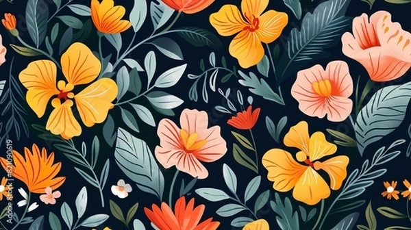 Fototapeta Unique floral seamless pattern for textile and fabric design