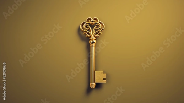 Fototapeta Unlock the door to success with the golden key of opportunity.