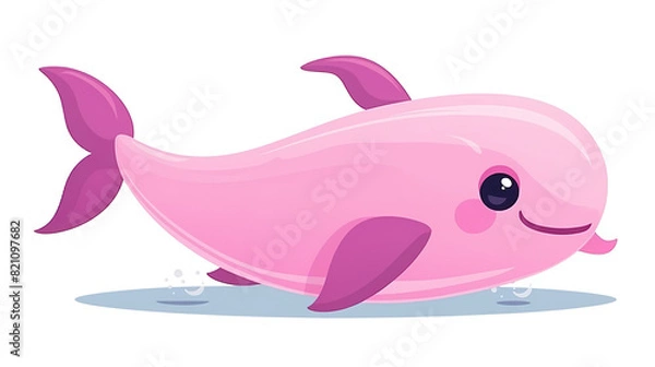 Obraz Adorable whale isolated against a stark white background.