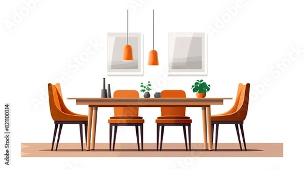 Fototapeta A sophisticated dining area set off against a stark white background
