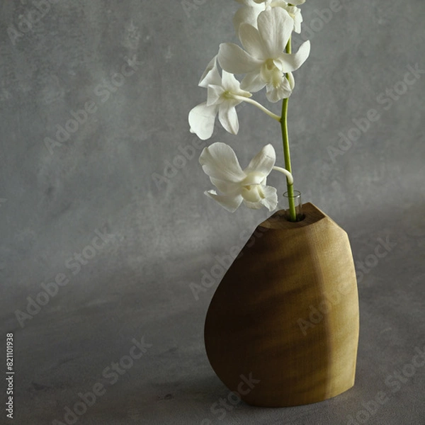 Obraz 木の花瓶と花　一輪挿し