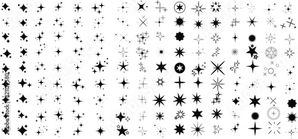 Fototapeta Sparkle star vector icons. Different black sparkles icons. Star sparkles symbol. Shine icons. Stars sparkles. Stars sparkle illustration sign collection.