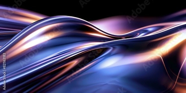 Fototapeta Glossy Reflections: Digital Art with Reflective Surface in Rich Colors