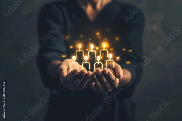 Fototapeta Management for business sales marketing system concept. service application to support CRM database analysis, AI generated