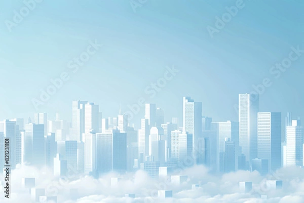 Obraz Virtual city skyline，Model of a city，Skyscrapers forming an uniform city
