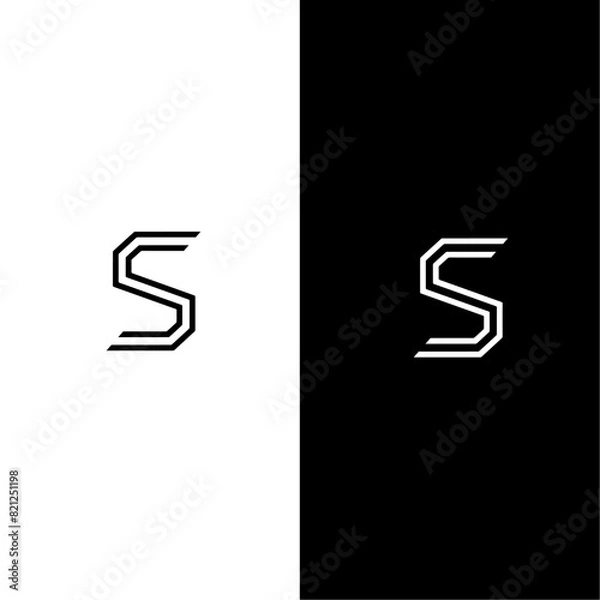 Fototapeta S monogram logo ,icon, sign, symbol, number, 3d, vector, business, arrow, illustration, information, design, digital, concept, character, green, computer, direction, running, run, blue, letter, web