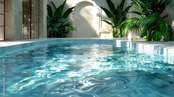 Fototapeta pool area, relaxation and well-being concept generative ai