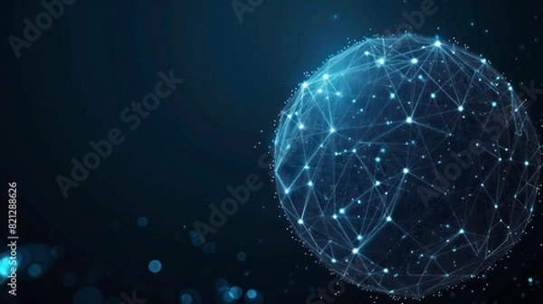 Obraz Big data sphere visualization with text. HUD wireframe mesh sphere with dot and lines. Visual data infographics design. Science technology. Digital Data.