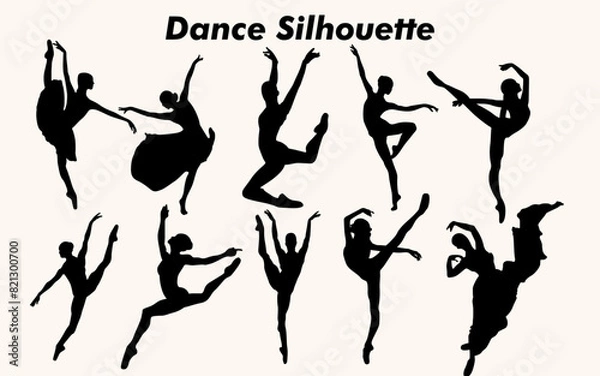 Obraz Collection of Man and Woman Modern dance silhouettes in different poses collection of Man and Woman Modern dance silhouettes in different poses