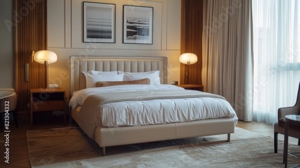 Fototapeta shot from the floor of a bed in a bedroom generative ai