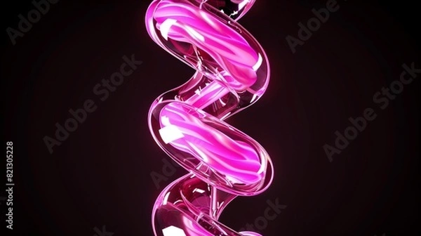 Fototapeta Abstract pink spiral light sculpture, glowing and twisting against a dark background, showcasing futuristic design and art