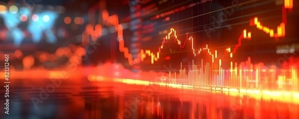 Fototapeta Futuristic Market Visualization with Cryptocurrency and Financial Data Trends