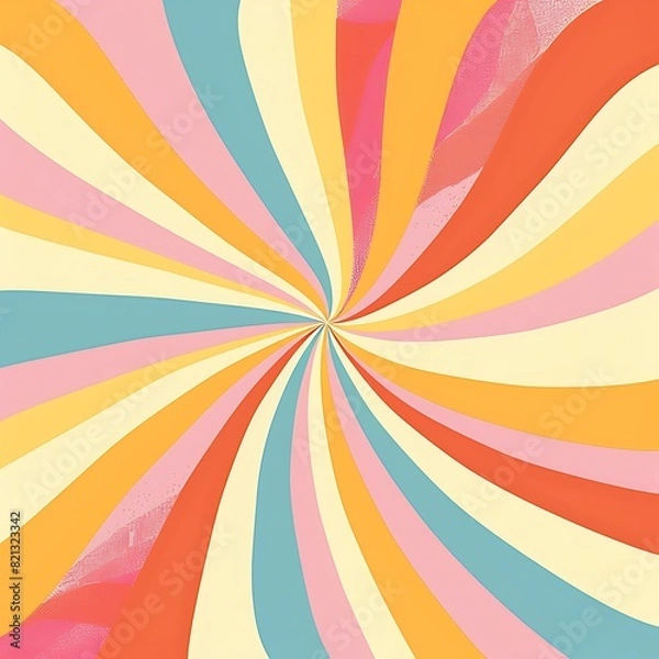 Fototapeta Retro seventies stripes sunrays vector background design
