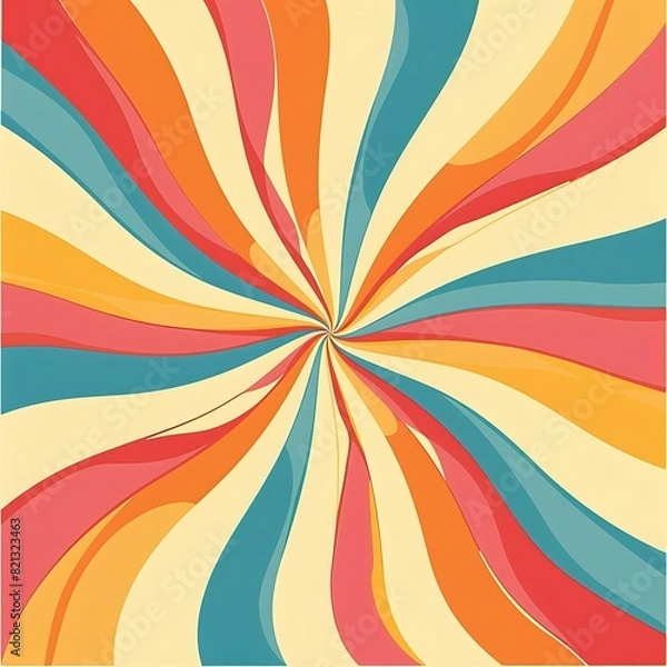 Fototapeta Retro seventies stripes sunrays vector background design
