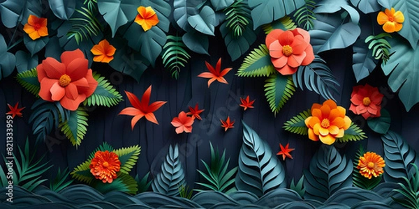Fototapeta quilting paper, Amazon Rainforest, paper cut style, epic detail,generative ai