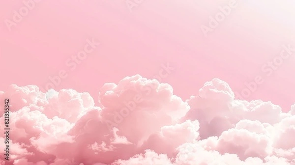 Fototapeta A pink sky with fluffy clouds