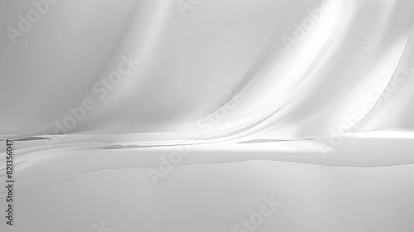 Fototapeta White clean soft folds of fabric with spotlight. Abstract background.