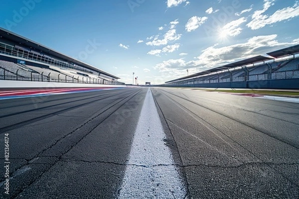 Fototapeta A race track with a white line down the middle