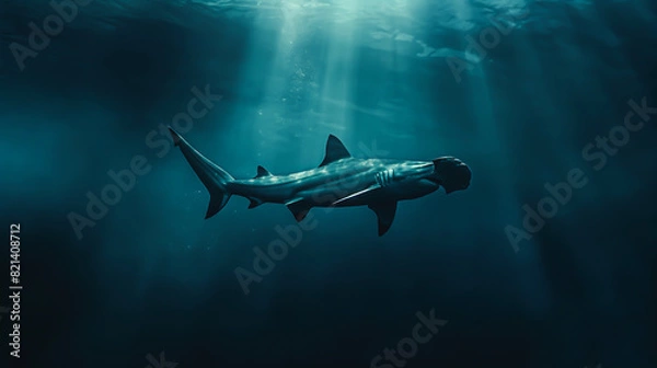 Fototapeta Great hammerhead shark in the sea