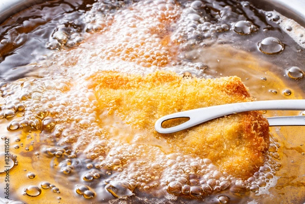 Obraz とんかつ調理中、揚げ物