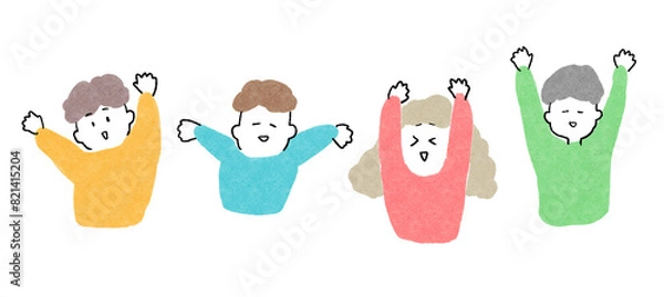 Fototapeta バンザイをしている人物のイラスト