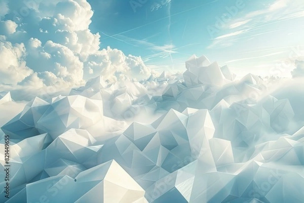 Fototapeta Surreal Polygonal Snow Landscape