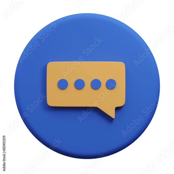 Fototapeta Message 3D Illustration, User Interface Icon.