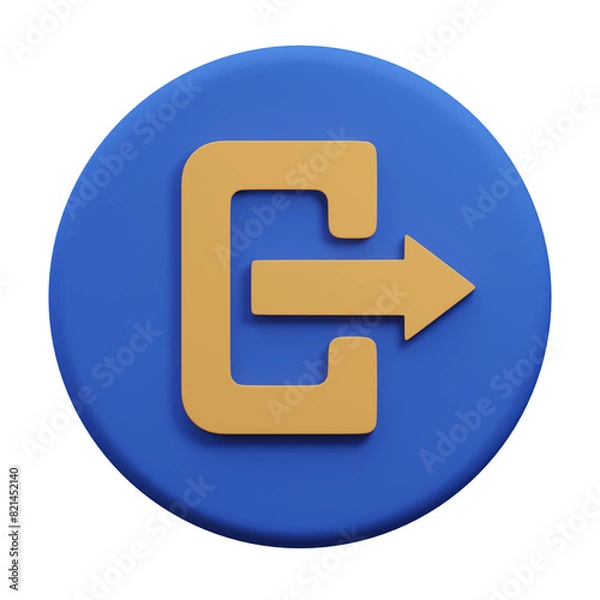 Fototapeta Logout 3D Illustration, User Interface Icon.