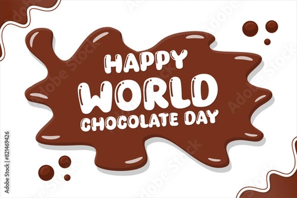 Obraz 24	flat World Chocolate Day Celebration Poster Design illustration on July 7th	world chocolate day, round balls, cursive letters, heartshaped candy, chocolate festival, chocolate lovers, large bar, ar