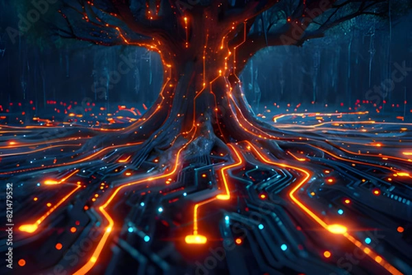 Fototapeta illustration of electrifying tree