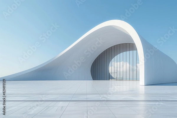 Fototapeta Concrete outdoor square building,Empty architectural background.
