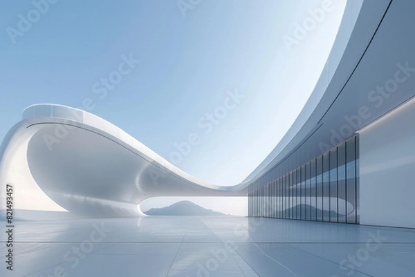 Fototapeta Concrete outdoor square building,Empty architectural background.
