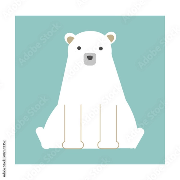 Fototapeta 正面からのシロクマのイラスト