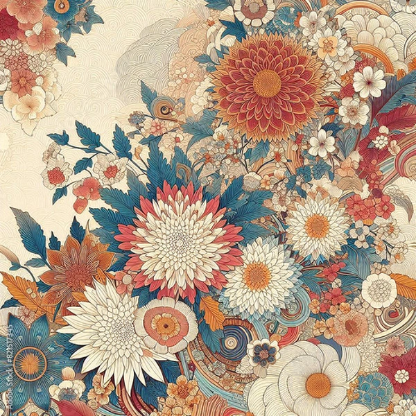 Obraz トラディショナルな日本の着物の図柄