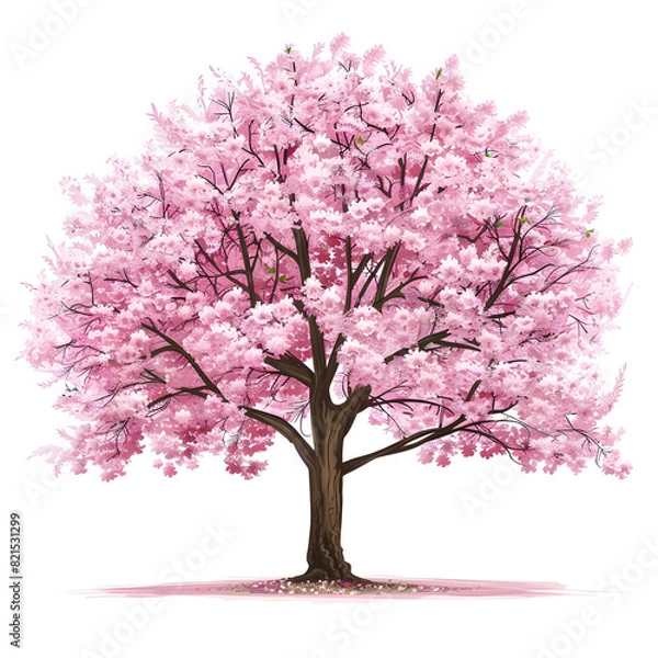 Obraz Vector illustration of a cherry tree on a white background. Suitable for crafting and digital design projects.[A-0002]
