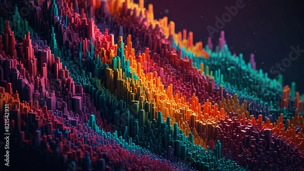 Obraz Modern abstract 3D background featuring voxel landscapes