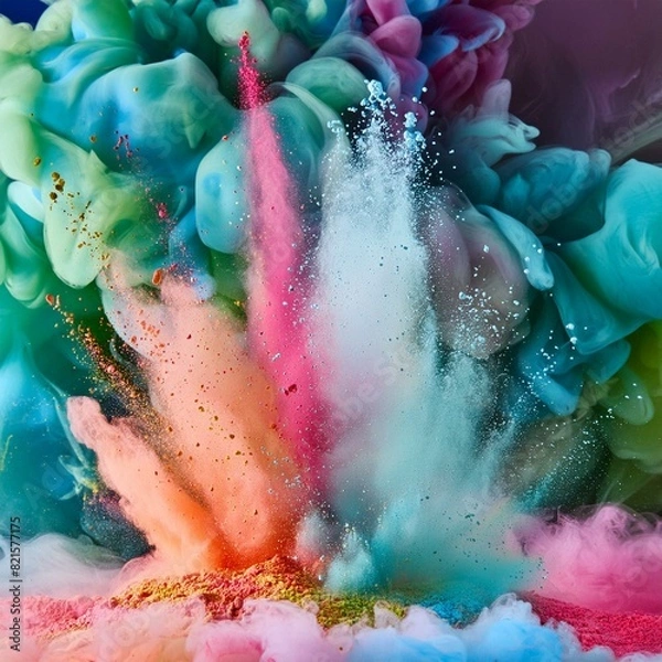 Fototapeta colorful powder splatter in the air