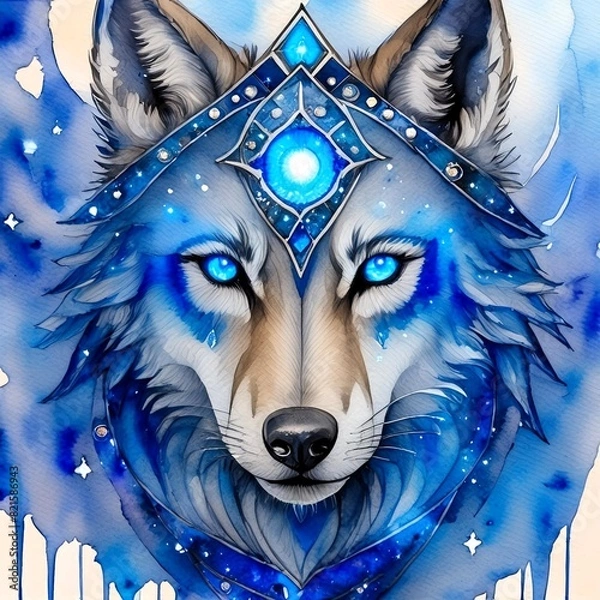 Fototapeta A Wolve with blue, sophisticated, magical eyes