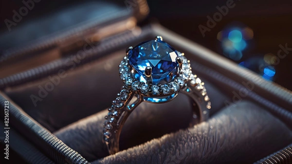 Obraz A blue diamond ring is in a box