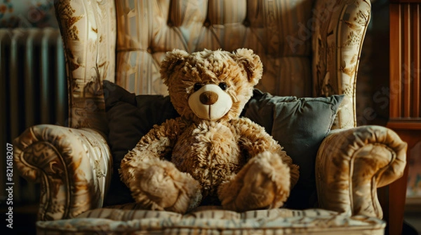 Obraz A teddy bear is sitting in a chair