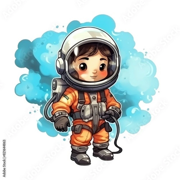 Fototapeta Art illustration Character astronaut isolated background