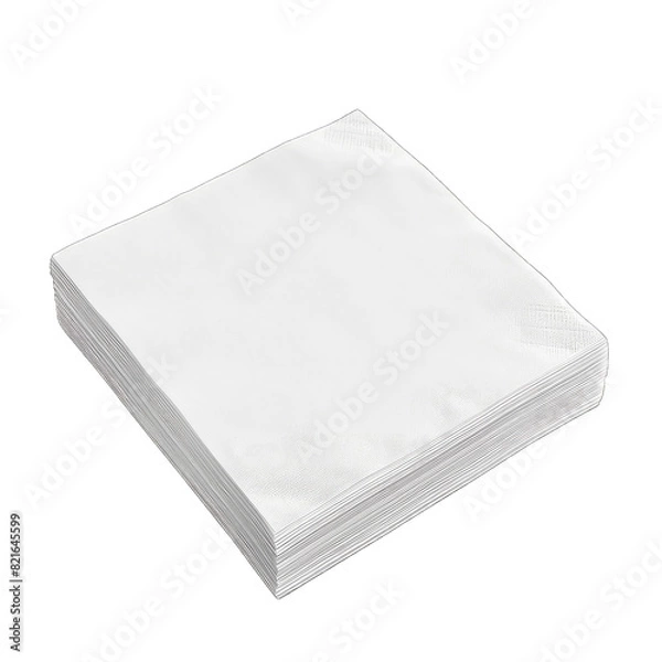 Fototapeta White stack paper napkin isolated on white background
