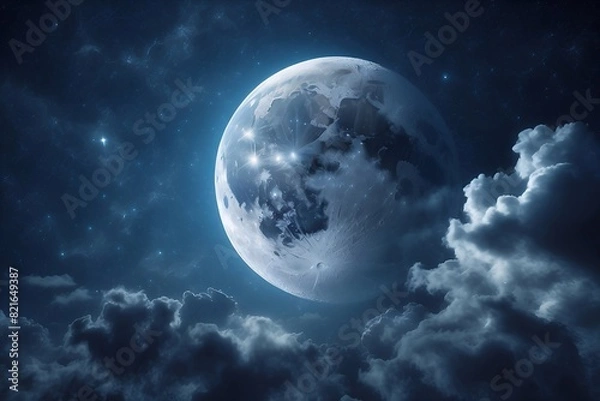 Obraz moon over the clouds